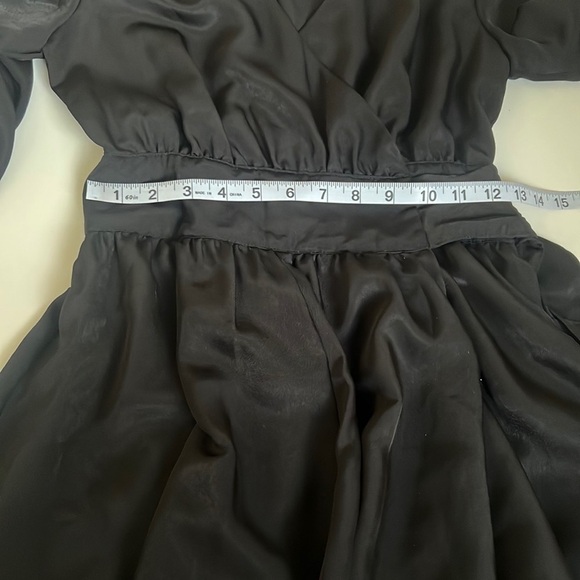 ASOS Tie Front Wrap Black Mini Dress - Picture 7 of 9